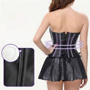 PU Leather Corset Court Style Bust Lifting Slimming Shapewear Shorts