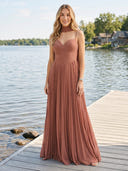 Chiffon V Neck A Line Long Wedding Guest Dresses
