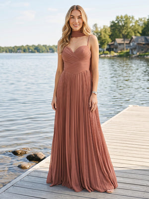 Chiffon V Neck A Line Long Wedding Guest Dresses
