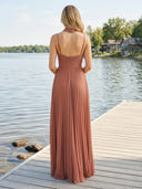 Chiffon V Neck A Line Long Wedding Guest Dresses