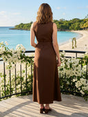 Satin V Neck Mermaid Long Wedding Guest Dresses with Belt