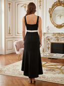 Satin Square Neck Mermaid Long Wedding Guest Dresses