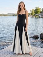 Chiffon V Neck Sleeveless A Line Long Wedding Guest Dresses