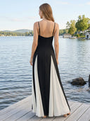Chiffon V Neck Sleeveless A Line Long Wedding Guest Dresses