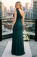 Chiffon One Shoulder Sleeveless A Line Long Wedding Guest Dresses