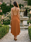 Chiffon Halter Sleeveless A Line Long Wedding Guest Dresses