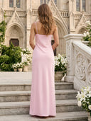 Satin V Neck Mermaid Long Wedding Guest Dresses