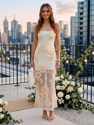 Tulle Strapless Mermaid Long Wedding Guest Dresses
