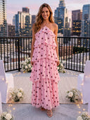Chiffon Halter A Line Long Wedding Guest Dresses