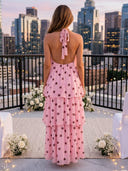 Chiffon Halter A Line Long Wedding Guest Dresses