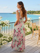 Chiffon V Neck A Line Long Wedding Guest Dresses