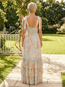 Chiffon V Neck A Line Long Wedding Guest Dresses with Bow
