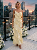 Satin V Neck Mermaid Long Wedding Guest Dresses