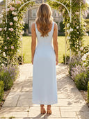 Chiffon Square Neck Mermaid Long Wedding Guest Dresses with Slit