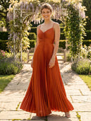 Satin V Neck A Line Long Wedding Guest Dresses