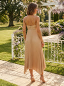 Satin V Neck A Line Long Wedding Guest Dresses