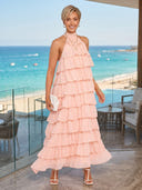 Chiffon Halter A Line Long Wedding Guest Dresses