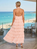 Chiffon Halter A Line Long Wedding Guest Dresses