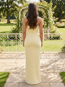 Satin Strapless Mermaid Long Wedding Guest Dresses with Slit