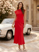 Chiffon Mermaid Sleeveless Long Wedding Guest Dresses