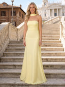 Satin Mermaid Strapless Long Wedding Guest Dresses with Scarf