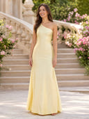 Satin Mermaid One Shoulder Long Wedding Guest Dresses with Empire Waist