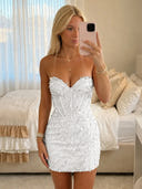 Sequin Mermaid Strapless Sleeveless Short Homecoming Dresses